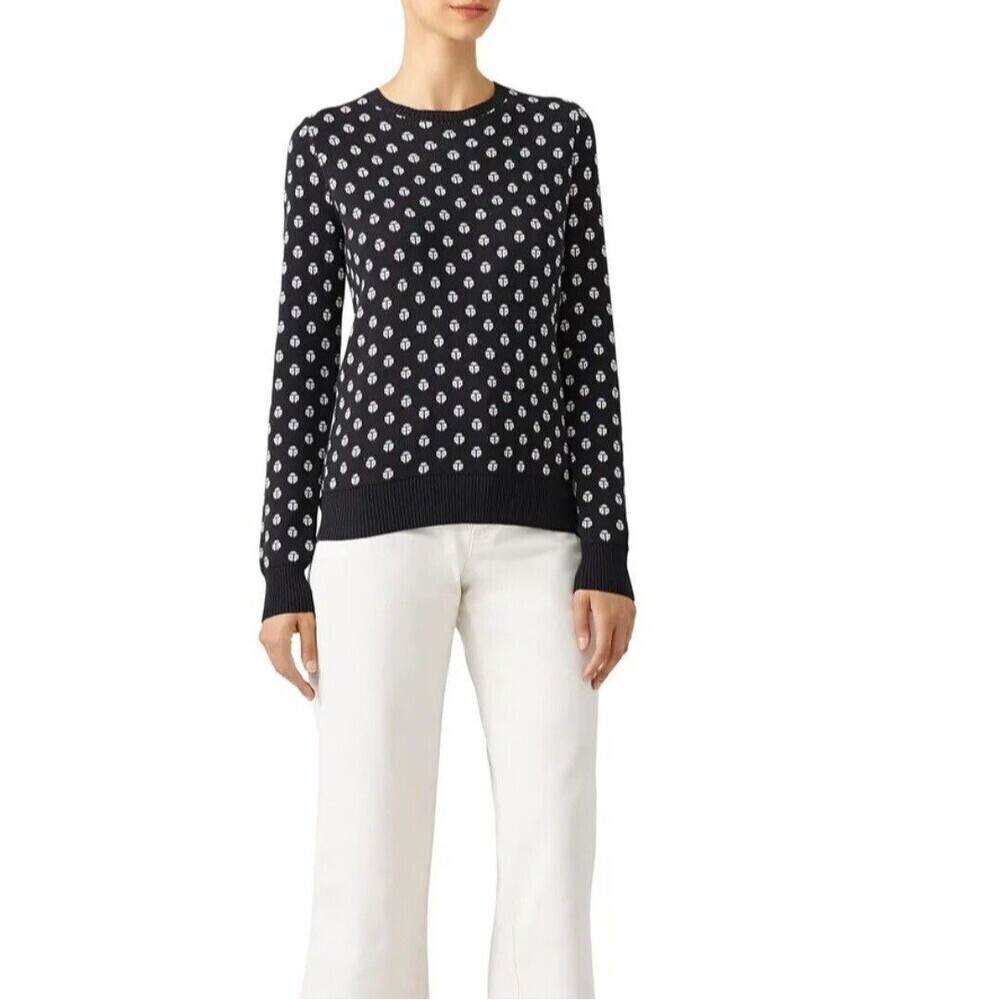 Trina Turk Cotton Ladybug Patterned Sweater Size Small Preppy Clueless Nautical